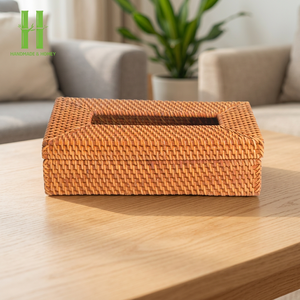 Wholesale Woven Tissue Box Holder Square Rattan Wicker <b>Cube</b> Cover for <b>Table</b> Bathrooms Water Hyacinth Rattan Baskets From Vietnam - Product Image 1