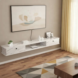Meuble TV mural avec étagère suspendue, design contemporain et moderne, installation facile, idéal pour maisons de ferme, locations et projets de mobilier en gros - Product Image 1