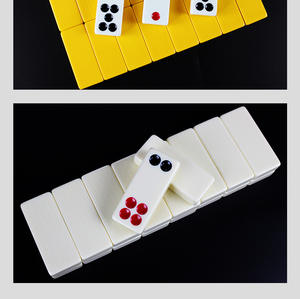 Jeu de dominos chinois (Tuiles Pai Gow) 32 pièces |   Jeu chinois classique pour la famille et les fêtes |   Points rouges/noirs, dos vert antidérapant - Product Image 6