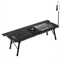 Table de cuisson pliante IGT 5 modules pour le camping en plein air avec cadre en aluminium, mobilier d'extérieur portable
