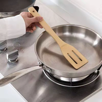 Lot de 5 ustensiles de cuisine écologiques jetables en bambou (spatule et cuillère) résistants à la chaleur pour la cuisson et les salades – Vente en gros