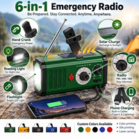OEM/ODM Notfall-Solar-Kurbel-LED-Taschenlampe mit NOAA-Wetterradio, tragbares AM/FM/SW-Radio für Innen- und Außenbereich, 2000 mAh Akku