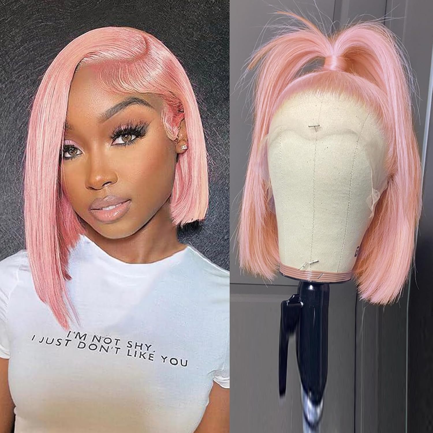 Pink Wig Kids Pink Wig Short Synthetic Curly Bob
