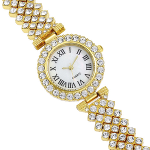 Reloj de pulsera de cuarzo para mujer con diseño romano y diamantes, esfera con diamantes, esfera pequeña y elegante - Product Image 2
