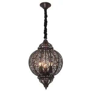レトロな銅のシャンデリアアラビア風の寝室の照明器具カスタマイズされた天井灯ヴィラハングペンダントランプ