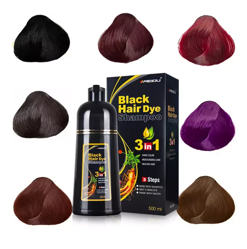 hot selling 500ml cover grey hair hair color shampoo 7 colorful fashion ammonia free magic permanent herbal hair dye shampoo