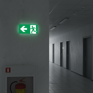 Uscita di emergenza segno freccia sinistra-220 in alluminio luminescente * 120 mm - Product Image 3
