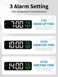 Large Screen Adjustable Brightness <b>Electronic</b> LED Digital Alarm Clock Modern Design Snooze Function Week <b>Calendar</b> for Home - Product Image 3