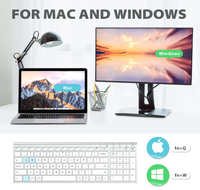 Clavier et souris sans fil IClever GK03, rechargeables, design ergonomique, taille standard, mince, connexion stable pour Windows/Mac
