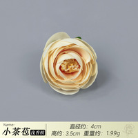 Fleur artificielle de thé rose de 4 cm, accessoire de mode, tête de fleur décorative, pour gâteau DIY, boîte cadeau, fleur décorative