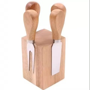 Wooden <b>Cheese</b> <b>Knife</b> <b>Set</b> With Rack 4 Piece Stainless Steel Blades For Serving And Cutting <b>Cheese</b> Kitchen Gadget - Product Image 3