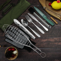 Ensemble d'outils de barbecue multifonctionnels en acier inoxydable 11 pièces, ensemble d'ustensiles de cuisine pour le camping, ustensiles de cuisine, outils de barbecue
