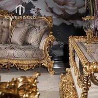 Canapé rond en bois sculpture canapé salon meubles canapé ensemble chaise dorée canapé de luxe