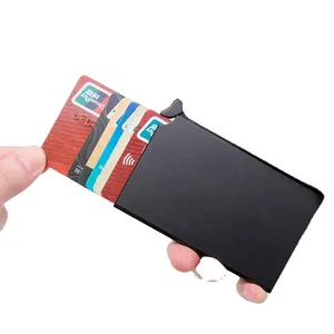 Мини-кошелек для кредитных карт в деловом стиле с защитой от кражи, тонкий чехол для кредитных карт, автоматический однотонный металлический чехол унисекс для банковских карт