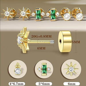 Lot de Boucles d'Oreilles Tendance en Acier Inoxydable 316L avec Opale, Clous d'Oreilles Multicolores pour Femmes, Accessoires Féminins Idéaux pour Cadeau - Product Image 1