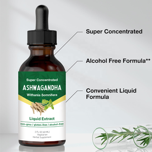 OEM 60ML Gouttes liquides de qualité supérieure à base d'ashwagandha sauvage, Withania Somnifera, vitamine, formule à base de plantes pour soulager le stress, qualité alimentaire, en bouteille - Product Image 2