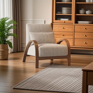Sillón Individual Minimalista Nórdico, Tapizado Suave, para Sala de Estar o Dormitorio, Estilo Wabi Sabi, Casual, para Hotel o Casa de Huéspedes - Product Image 1