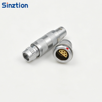 Connecteur RF circulaire Sinztion Série S 00S, femelle, demi-lune, à gorge, coaxial, push-pull, avec contact plaqué or