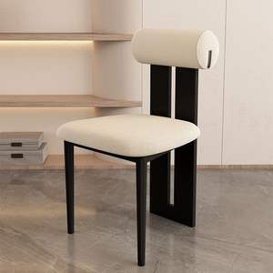 Silla de Comedor Tapizada de Estilo Francés Retro, Respaldo Moderno Minimalista Negro, para Adultos, para Comedor - Product Image 3