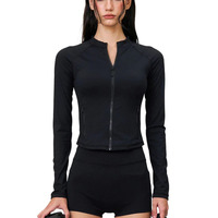 Personnalisé sans couture femmes entraînement Gym Fitness course à pied sport à manches longues Yoga veste à glissière athlétique Slim Fit hauts culture Yoga vestes