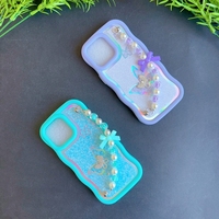 Usine vente chaude coloré bord ondulé couverture paillettes papillon diamant perle dragonne coque de téléphone pour Infinix Hot 50 Pro