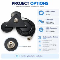 FEIYIXUN Support d'antenne polarisée verticale triple magnétique SO239 pour radios de voiture et de camion avec câble RG58A/U de 4,5 m et prise PL259