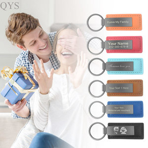 QYS Wholesale Promotional Laser <b>Key</b> <b>Chain</b> Holder Luxury Sublimation Blank Custom <b>Metal</b> Genuine Pu Leather Keychain - Product Image 4