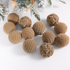 Boules de Noël en velours floqué de 6 cm, 12 pièces en boîte, décorations de Noël peintes en plastique, ornements suspendus pour arbre de Noël, décorations de fête - Product Image 5