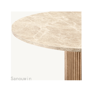 Bàn Ăn Tròn sang trọng kết hợp bề mặt đá cẩm thạch với bệ gỗ rắn - Product Image 3