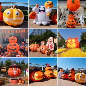Citrouille gonflable géante orange en PVC avec éclairage LED, grande décoration publicitaire personnalisée pour l'extérieur, Halloween, <span class=keywords><strong>jardin</strong></span> - Product Image 5
