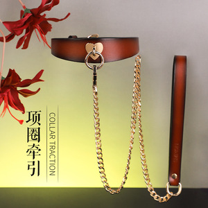 Genuine Leather <b>Collar</b> With Handcuffs Set For Adult <b>Bondage</b> Play Black Color - Product Image 2