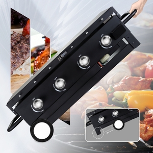 Parrilla de propano para barbacoa de camping, parrilla de Gas plegable de 4 quemadores, parrilla de Gas con parte superior plana - Product Image 1