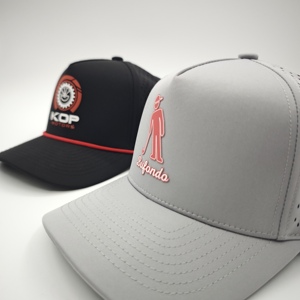 Gorra de golf impermeable de cinco paneles de secado rápido con emblema de silicona personalizado, MOQ bajo, OEM, perforada con láser, transpirable, táctica - Product Image 3