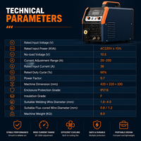 Machine à souder 3 en 1 sans gaz MIG, MIG à fil fourré, MMA ARC, Lift TIG, compatible générateur, soudeuse numérique à onduleur 220V