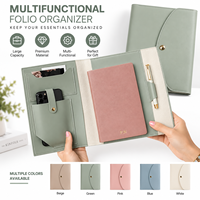 Carnet de notes professionnel multifonction en cuir PU A5 avec logo personnalisé, organiseur de documents, carnet de notes professionnel à trois volets