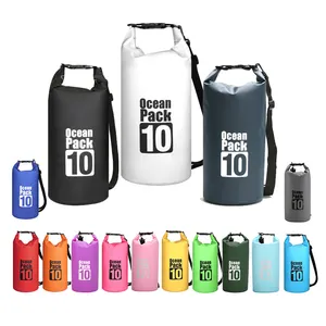 Bolsas impermeables personalizadas para deportes de playa, sacos de Pvc húmedos para exteriores, impermeables, paquete de océano, bolsa seca para hombro, 10L