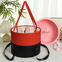 Caja de Regalo Redonda Negra de 35 cm de Diámetro con Tapa Transparente, Cartón Premium para Proyectos de Manualidades y Soporte para Logotipo Personalizado