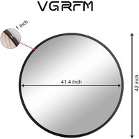 Miroir mural rond de 110cm, cadre en fer noir, de haute qualité, pour salon
