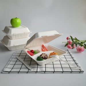 Conteneur alimentaire biodégradable à 3 compartiments bagass de canne à sucre jetable de boîte de nourriture - Product Image 5
