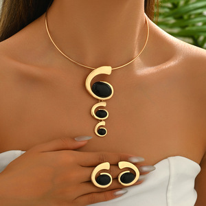 Meilleur Ensemble de Bijoux en Alliage pour Femme, Collier de Fête Complet, Design Spirale Elliptique Irrégulière, Effet Étincelant, Kit de Démarrage - Product Image 5