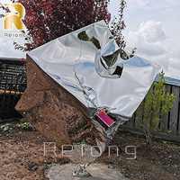Sculpture de jardin en acier inoxydable de grande taille, cube moderne, décoration extérieure, à vendre