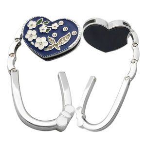 Portable pliable cristal femmes sac à main sac à main porte-sac en métal fleur en forme de coeur sac crochet cintre Table <span class=keywords><strong>accrocher</strong></span> Clip - Product Image 4