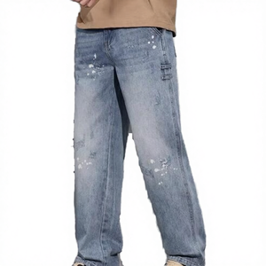 Bestseller Durable Winter Knitted Denim Workwear Cotton Straight Slim Fit Vintage Washed <b>Elastic</b> <b>Waist</b> Windproof Business Casual - Product Image 4