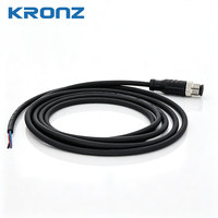 Connecteurs pré-assemblés KRONZ M1205M-3/S00R avec câble de 3 m, blindés, mâles, droits, PVC noir, 5 broches, connecteurs d'assemblage M12