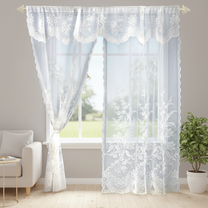 <span class=keywords><strong>Tende</strong></span> Velate con Motivo <span class=keywords><strong>Floreale</strong></span> in Pizzo Jacquard 110X213CM, Tenda Doppia 45 cm, 100% Poliestere Lavorato a Maglia Isolante 2 - Product Image 3