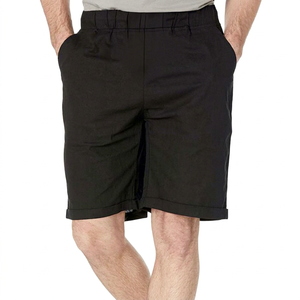 Shorts Bermuda en Coton Noir pour Homme, Taille Mi-Haute, Cordon de Serrage, Couleur Unie, Tissu Tissé Respirant, Style Décontracté - Product Image 6