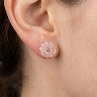 Boucles d'oreilles tendance vintage en pierres précieuses naturelles, motif fleur, cristal de quartz fraise, accessoire de luxe plaqué or 18 carats pour femme