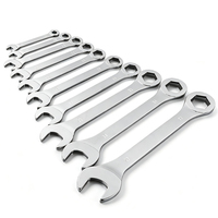 Clé combinée industrielle ultra-mince de 3 mm, finition chromée miroir, à fourche et à six pans, tailles 4 mm-32 mm