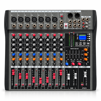 Console de mixage audio professionnelle 8 canaux avec Bluetooth, USB, effets numériques et alimentation fantôme 48V pour système de sonorisation de scène