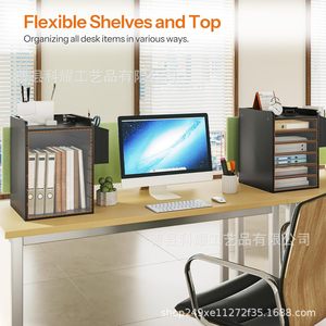 Office Organizer Wooden <b>Storage</b> Rack 7 Layers Desktop <b>File</b> Organizer Multipurpose Rectangle Standing Type - Product Image 5